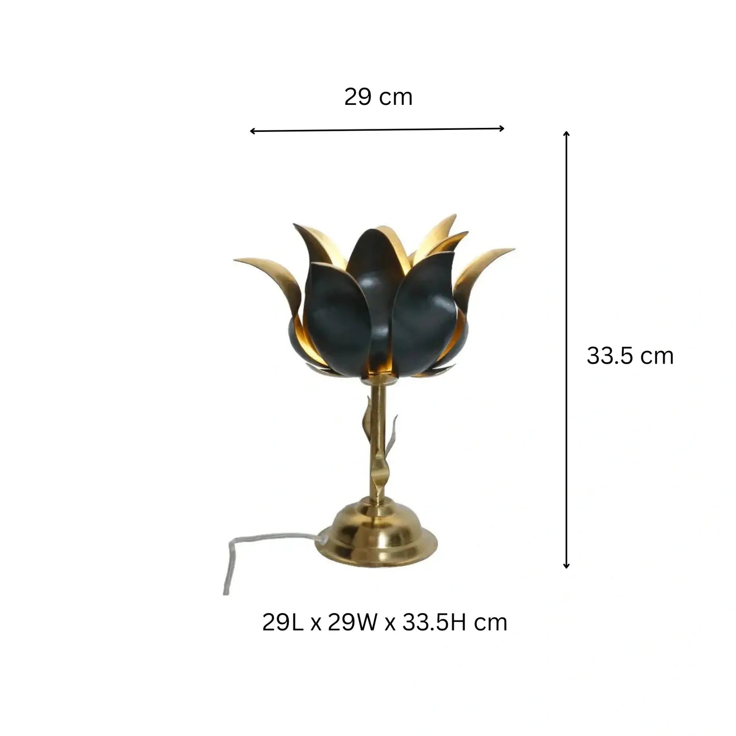 Designer Lotus Bloom Table Lamp Black & Gold