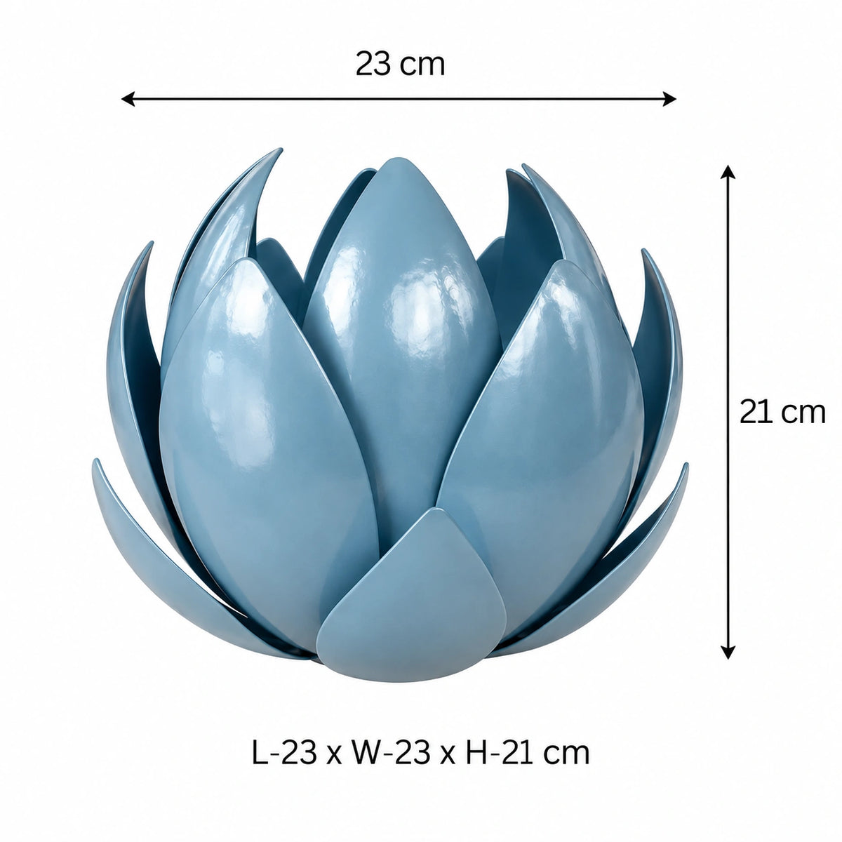 Decorative blue metal lotus leaf candle holder for living room dining table and bedroom décor