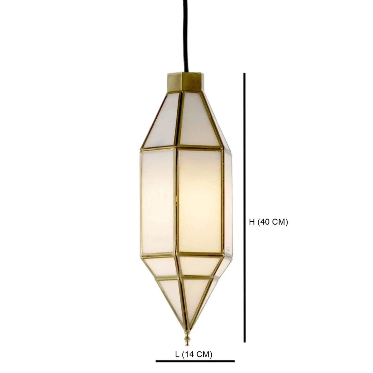 Antique brass pendant lamp with chandelier design hanging in elegant interior