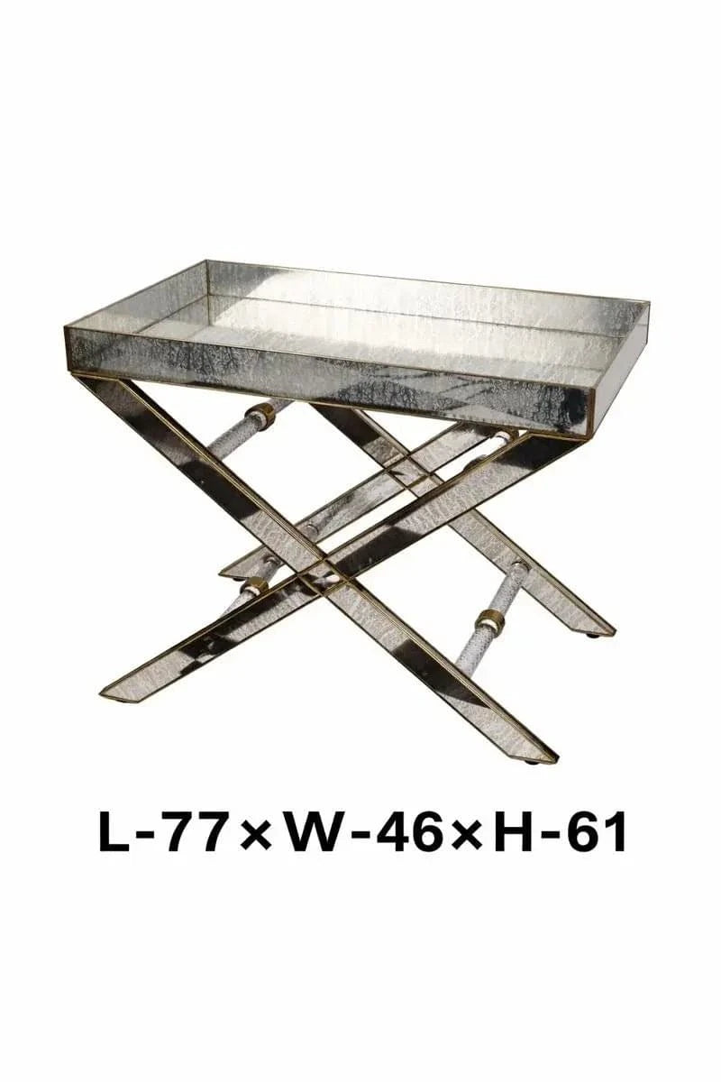 Antique Glass Butler Table – Brass & Silver