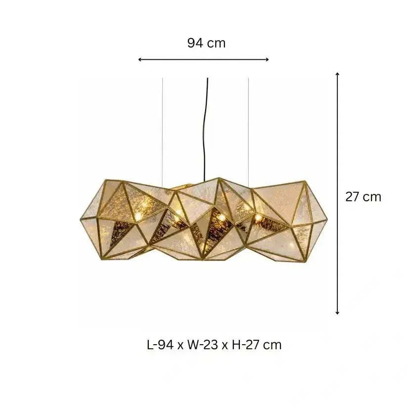 Bumpy Rectangle Chandelier by ILLUMEA with textured rectangular design and warm ambient lighting