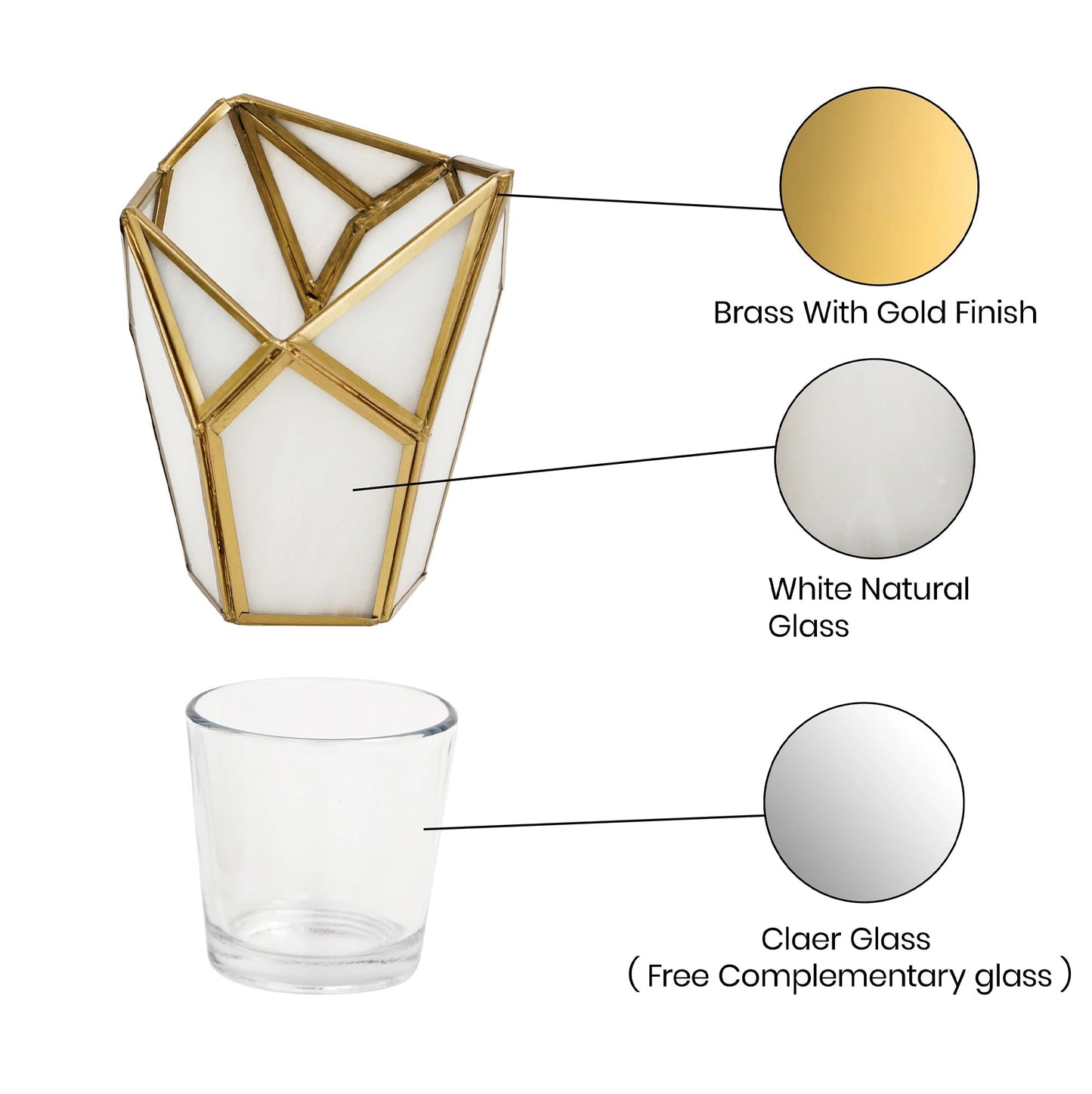 Geometric Tealight Candle Holder white
