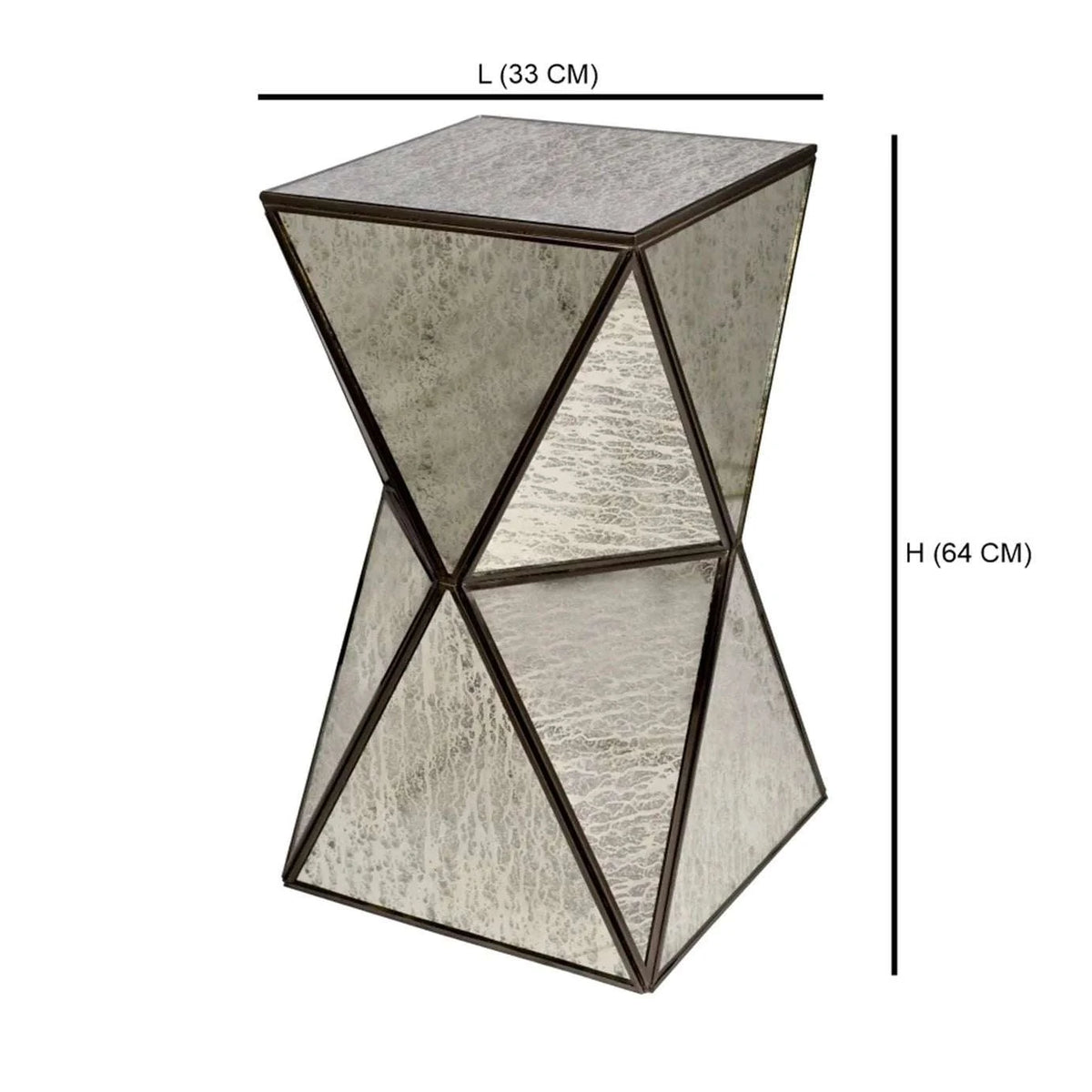 Geometric Square Diamond Table with handmade stained glass and brass design for elegant home decor