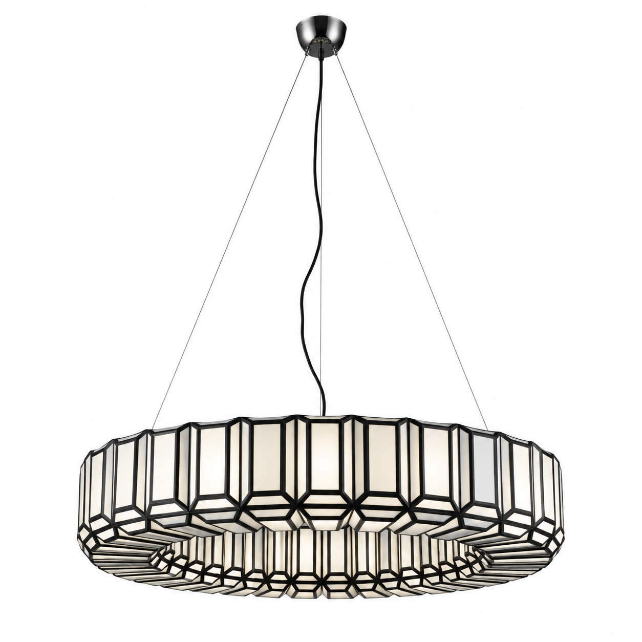 Embossed Glass Ring Chandelier – Antique Gold Modern Pendant Light