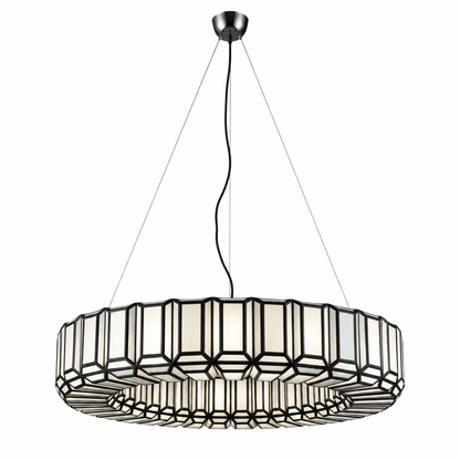 Embossed Glass Ring Chandelier – Antique Gold Modern Pendant Light