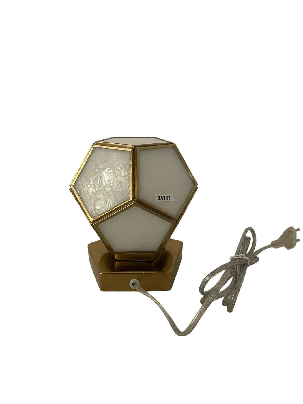 Pentagon Globe Table Lamp – Brass & Glass Lighting