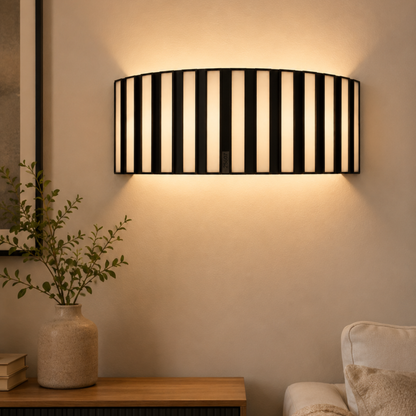 Glass and Iron Strips Wall Lamp - ILLUMEA