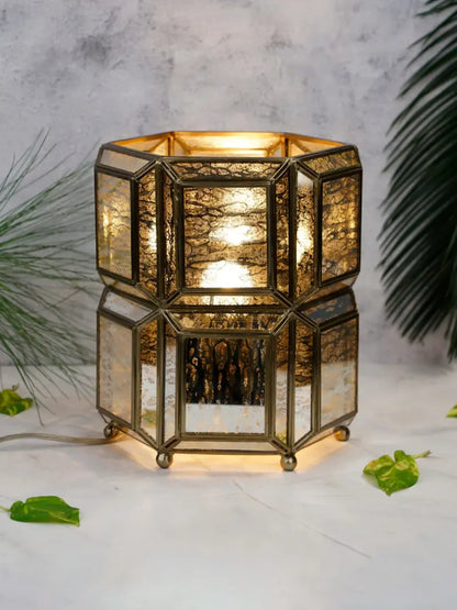 Antique Brass & Glass Table Lamp
