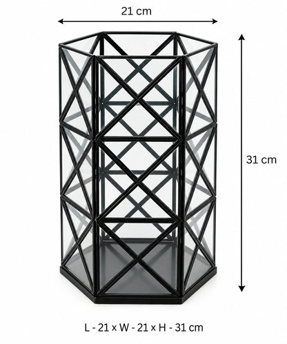 Decorative geometric candle lantern for festive décor patio balcony and tabletop styling