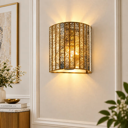 Brass Luxury Wall Lamp with Silver Antique Glass | ILLUMEA
