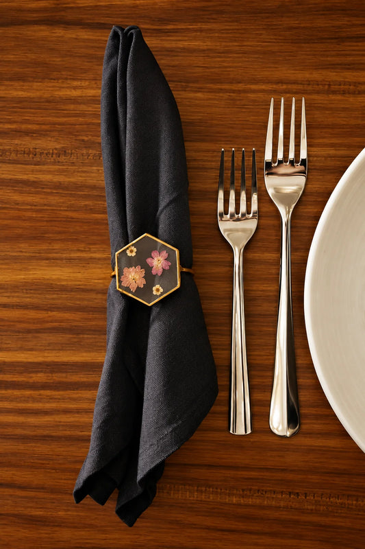 Elegant dried flower napkin rings, luxury table decor for sophisticated dining experiences