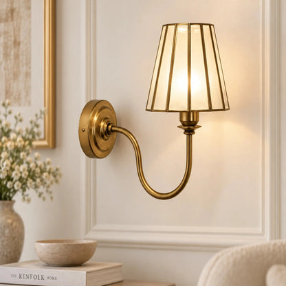 Frost Glass Shade Wall Lamp with Antique Brass Frame for Elegant Home Interior Décor – ILLUMEA