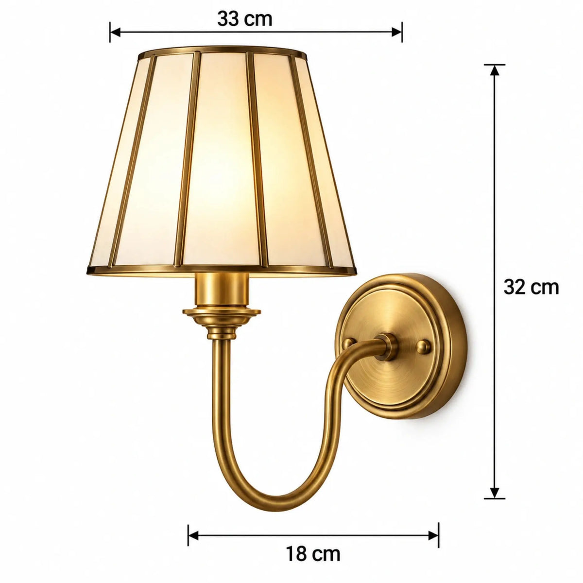 Luxury Frost Glass Wall Lamp Featuring a Tapered Shade and Brass Metal Frame for Contemporary Interior Décor – ILLUMEA