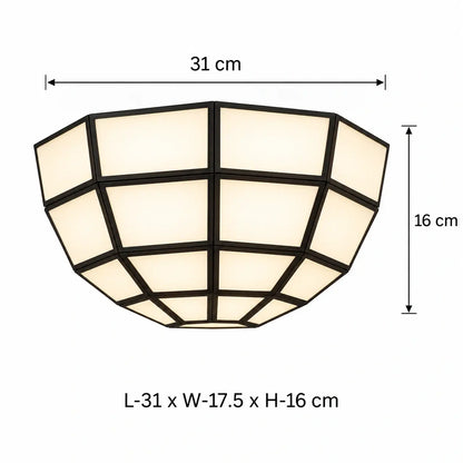Black Metal Geometric Ceiling Light Fixture with Segmented Frosted Panels for Contemporary Residential and Commercial Spaces | ILLUMEA
