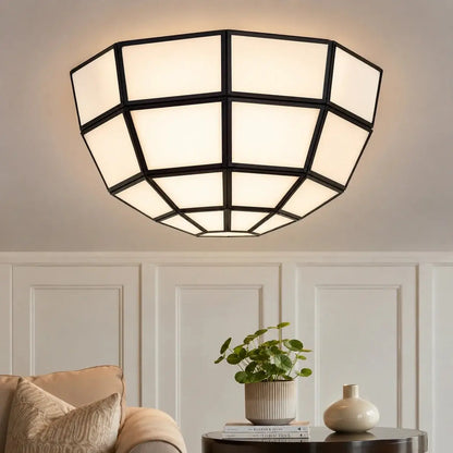 Modern geometric ceiling light with black metal frame
