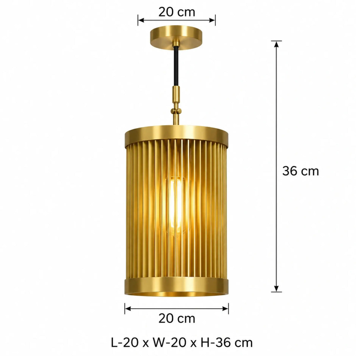 Elegant Gold Pendant Lamp with Evenly Spaced Iron Strips and Warm Ambient Lighting for Contemporary Décor | ILLUMEA