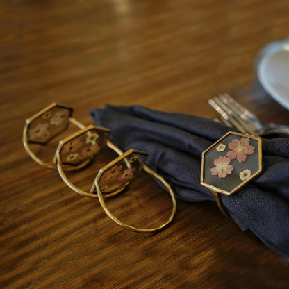 Handmade Floral Napkin Rings with Natural Botanical Design
