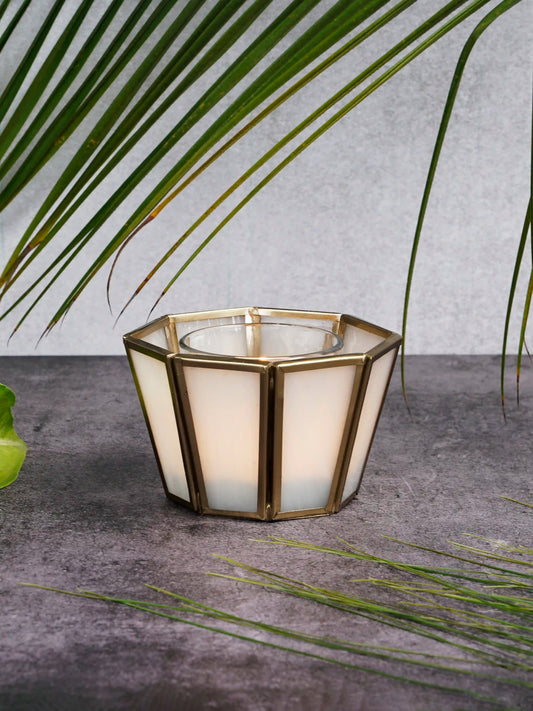 Hexa Linaurea Tealight Candle Holder White
