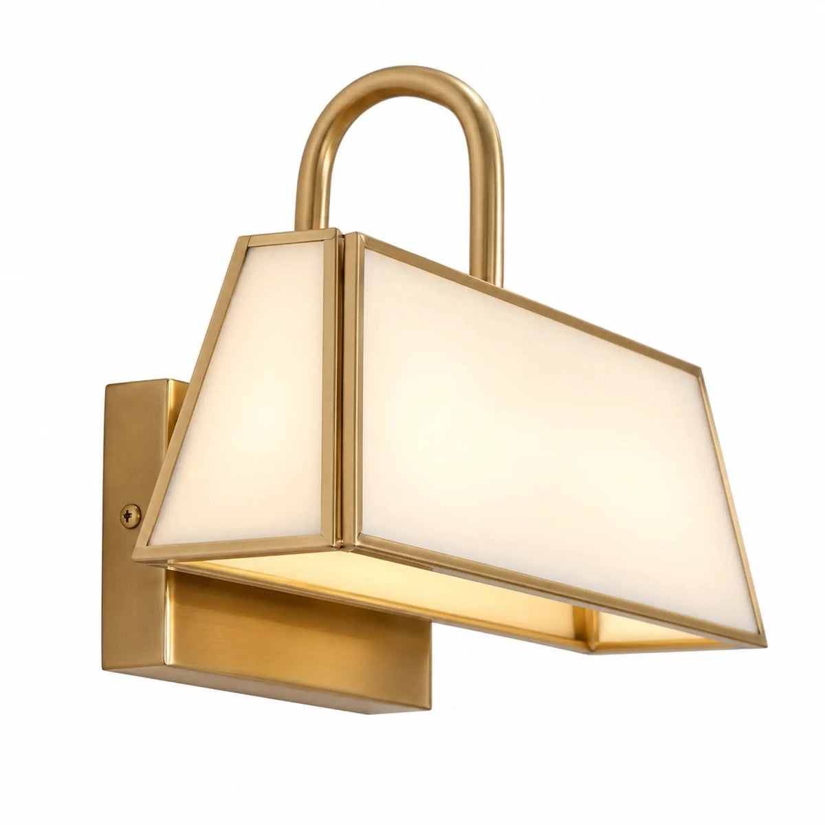 Modern Taper Strip LED Wall Light by ILLUMEA, featuring a geometric tapered shade and elegant brass finish