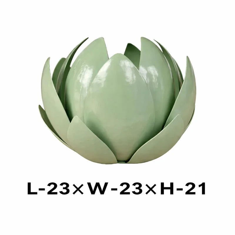 Green Metal Leaf Hurricane Candle