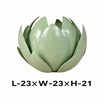 Green Metal Leaf Hurricane Candle