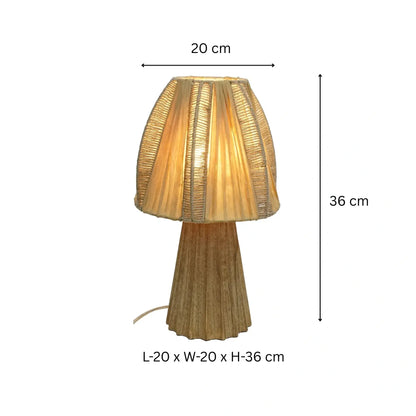 Jute Shade Wood Base Table Lamp