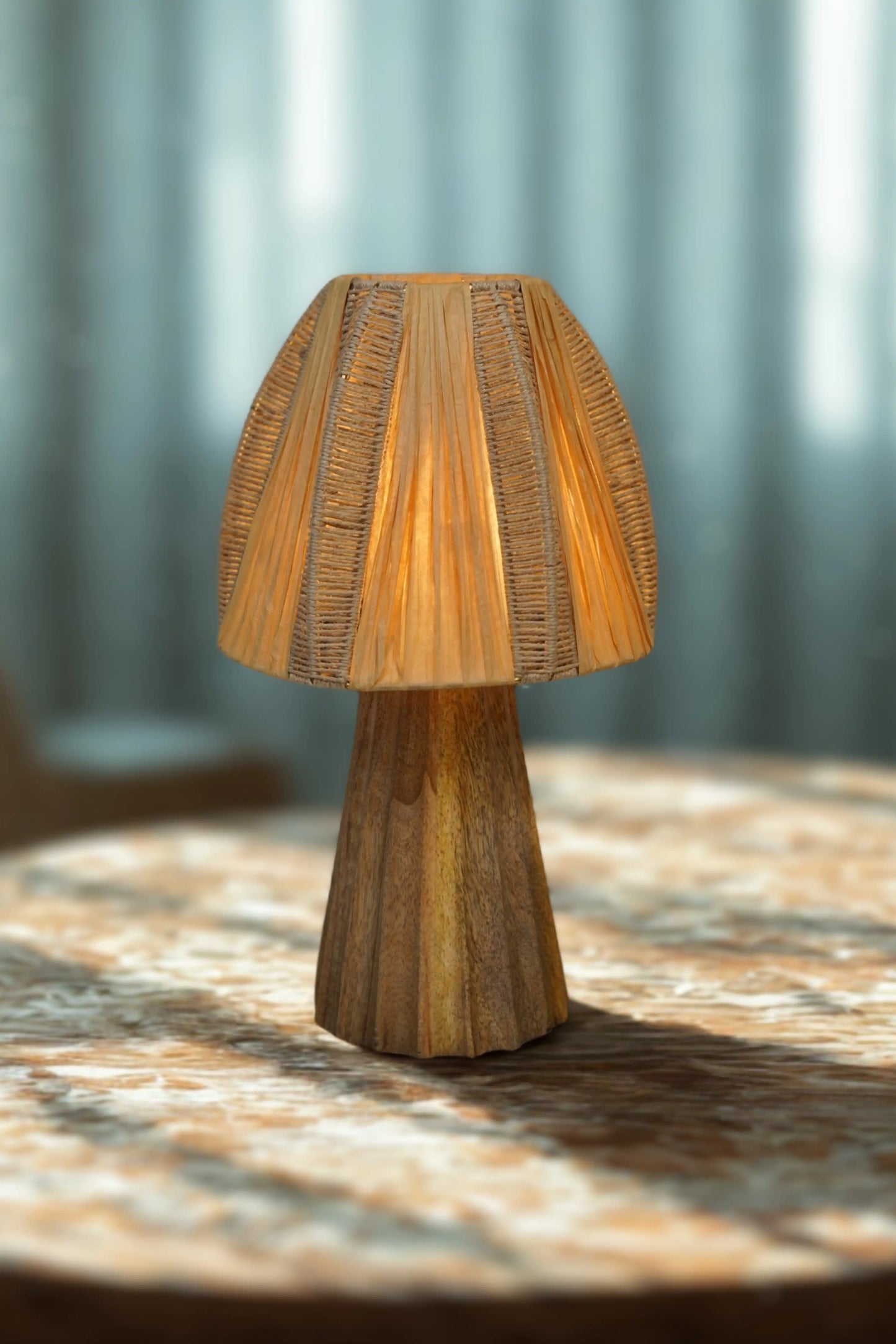Jute Shade Wood Table Lamp