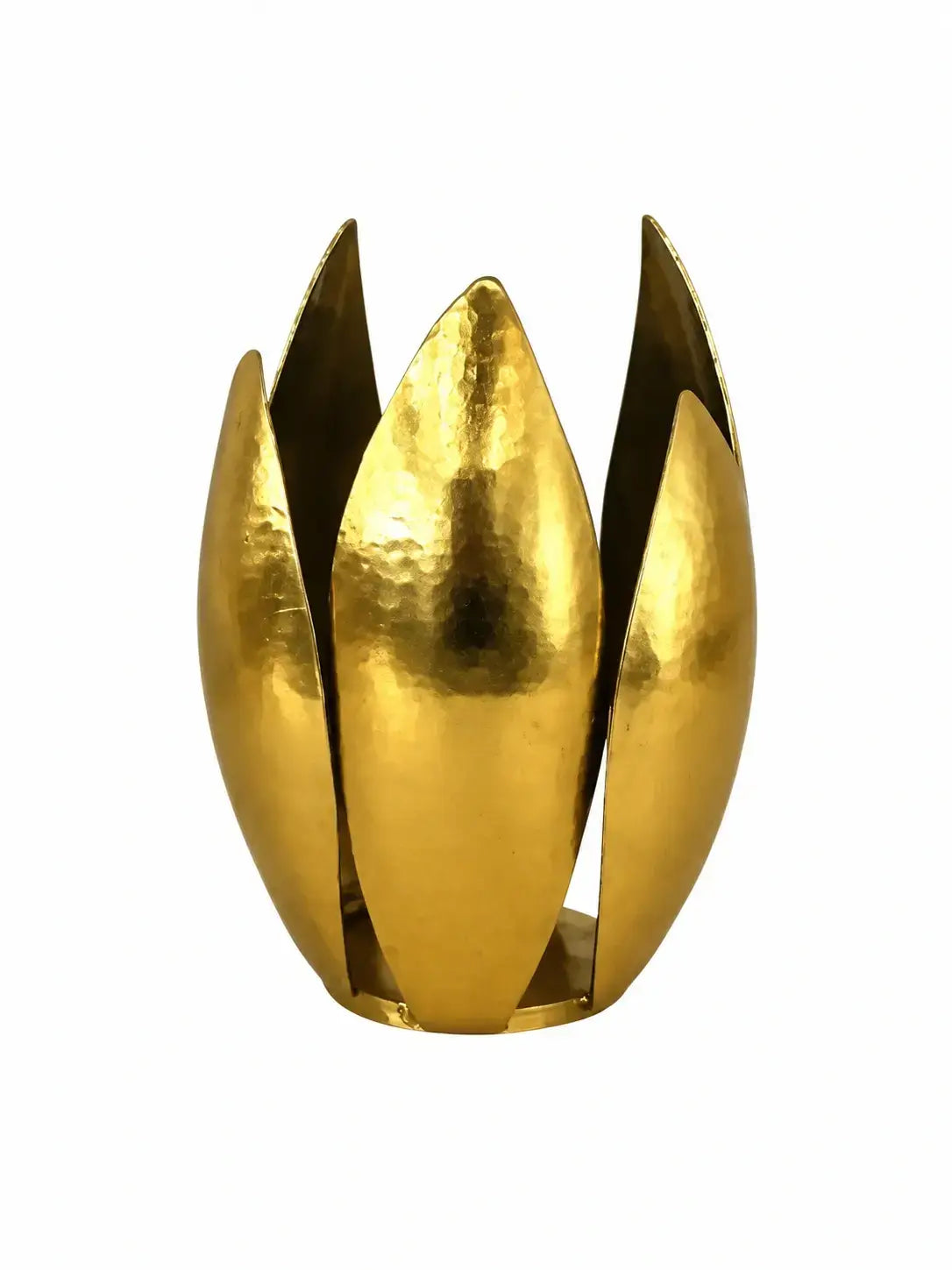 Lotus Leaf Hammered Tealight Holder with handcrafted hammered finish for home interiors