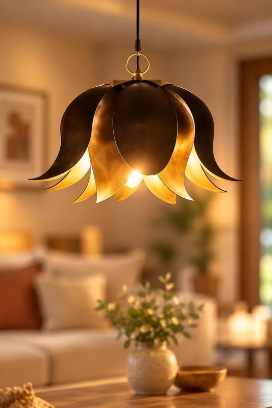 ILLUMEA Lotus Flower Hanging Lamp – Artistic Decorative Lighting for Living Room, Dining Area and Bedroom