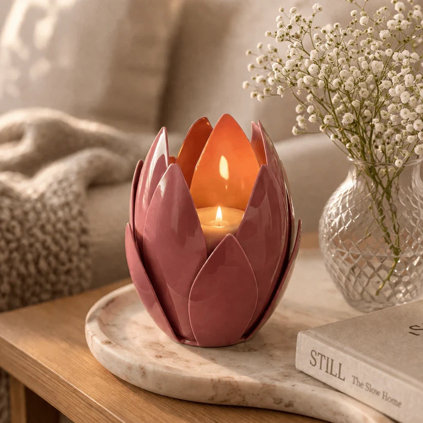 Metal Leaf Tealight Candle