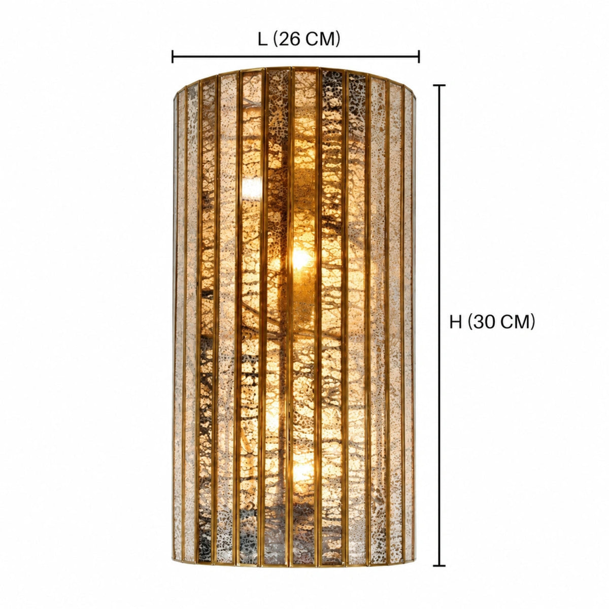 Luxury decorative wall light in brass with silver antique glass for modern home décor