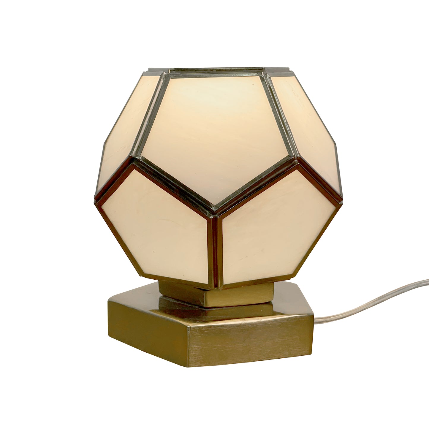 Pentagon Globe Table Lamp – Brass & Glass Lighting