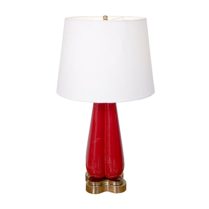 Red Enamel Wooden Table Lamp