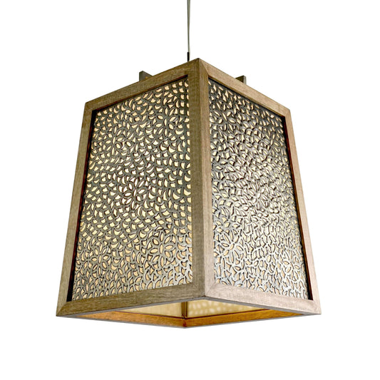 Square Wooden Pendant Light for Ceiling by ILLUMEA