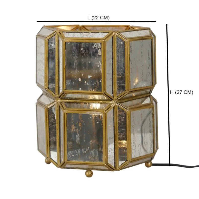 Antique Brass & Glass Table Lamp – Small