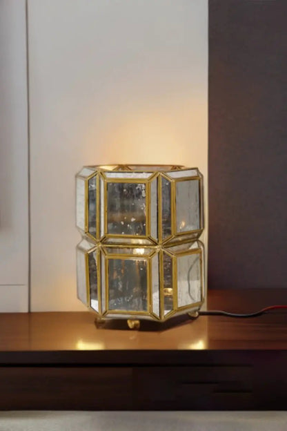 Antique Brass & Glass Table Lamp – Small