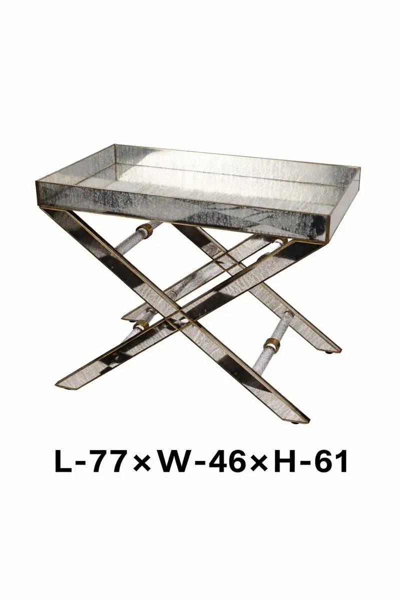 Antique Glass Butler Table – Brass & Silver - ILLUMEA - ILLUMEATable