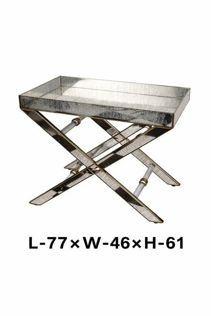 Antique Glass Butler Table – Brass & Silver - ILLUMEA - ILLUMEATable