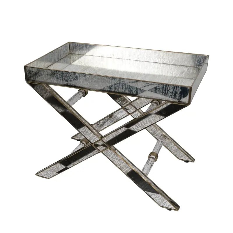 Antique Glass Butler Table – Brass & Silver - ILLUMEA - ILLUMEATable
