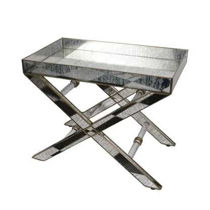 Antique Glass Butler Table – Brass & Silver - ILLUMEA - ILLUMEATable