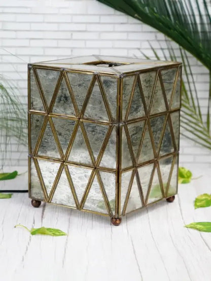 Antique Triangle Table Lamp Brass & Glass - ILLUMEA - ILLUMEAlampLarge