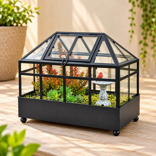 Exquisite Wardian Case Terrarium Planter showcasing luxury greenery in an elegant display, perfect for upscale interiors.