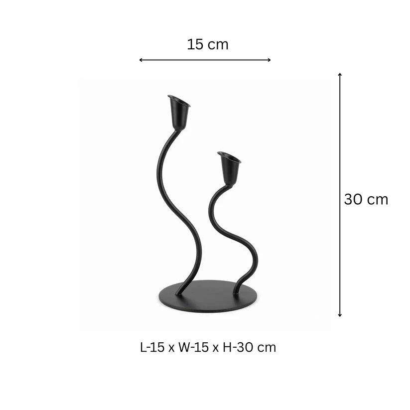 Black Tealight Two Candle Holders