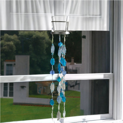 Blue Glass Beads Handmade Hanging Votive - ILLUMEA.