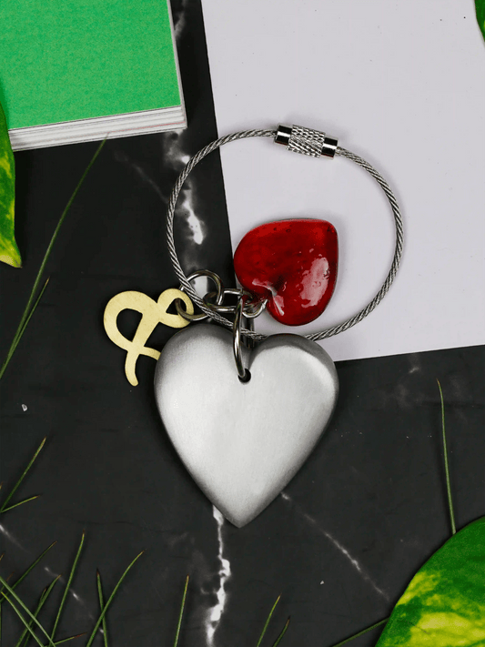 Casted Aluminium Handmade Heart Glass Bead Keychain Ornament - ILLUMEAKey Chain