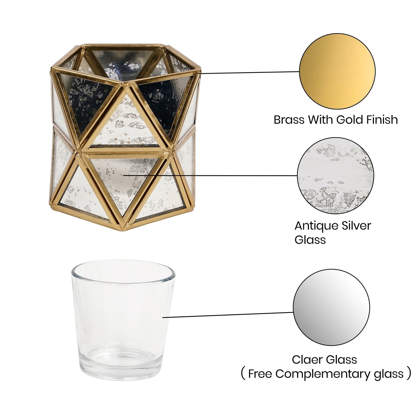 Diamond Tealight Candle Holder Antique - ILLUMEA - ILLUMEATea light