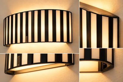 Elegant Glass and Iron Strips Wall Lamp by ILLUMEA, perfect for luxury interiors and sophisticated lighting design