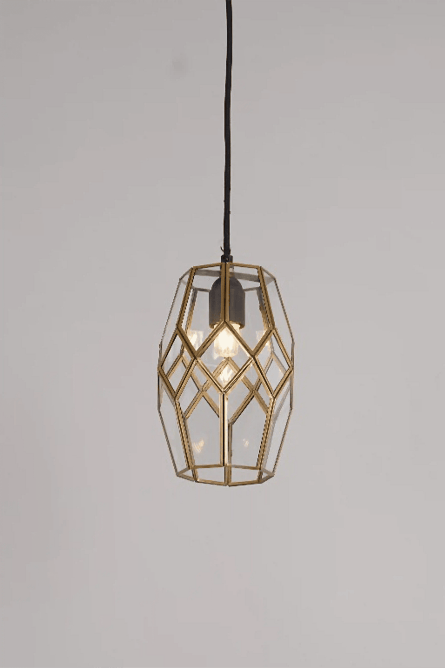Geometric Honeycomb Clear Glass Pendant