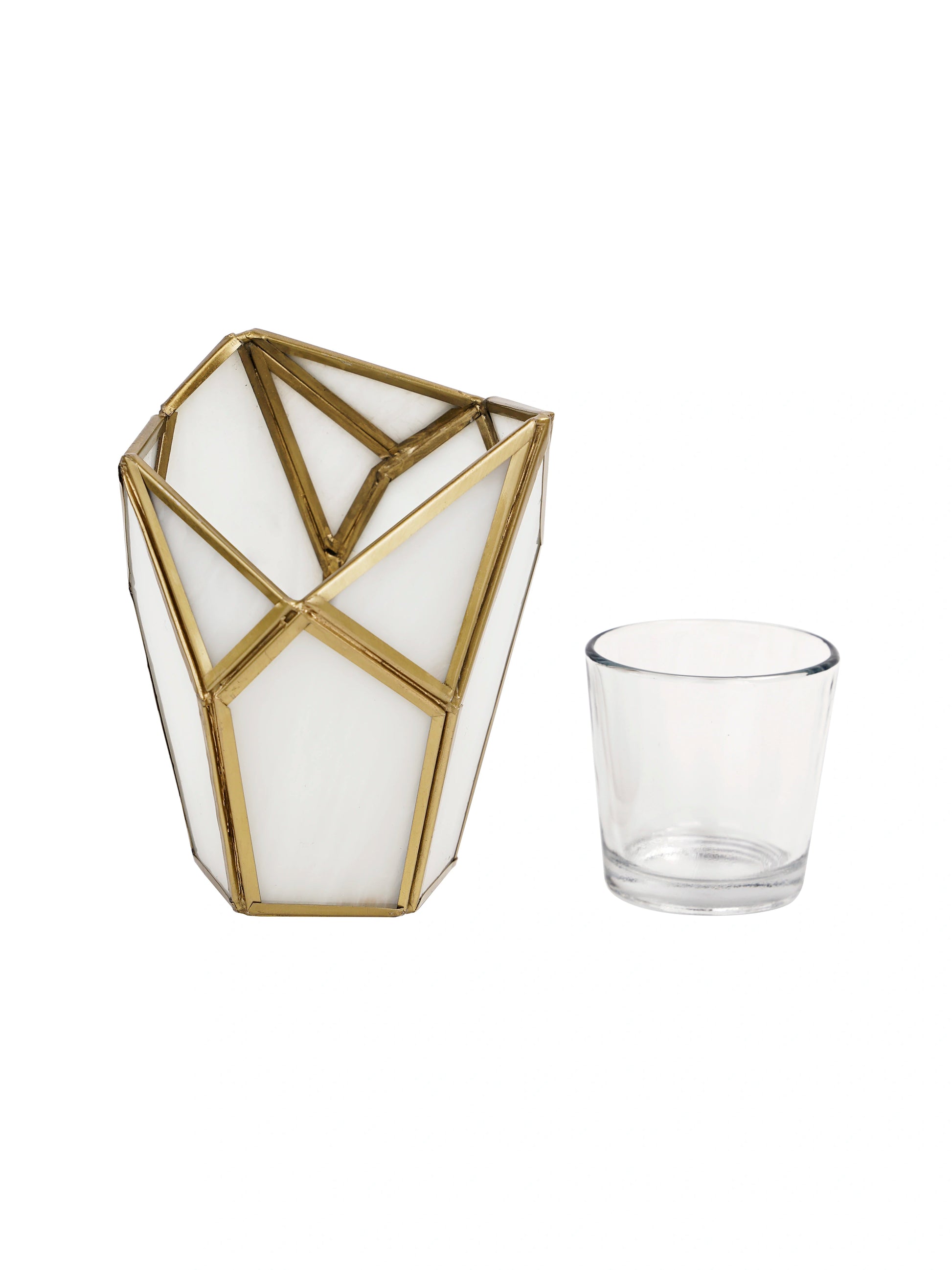 Geometric Tealight Candle Holder white