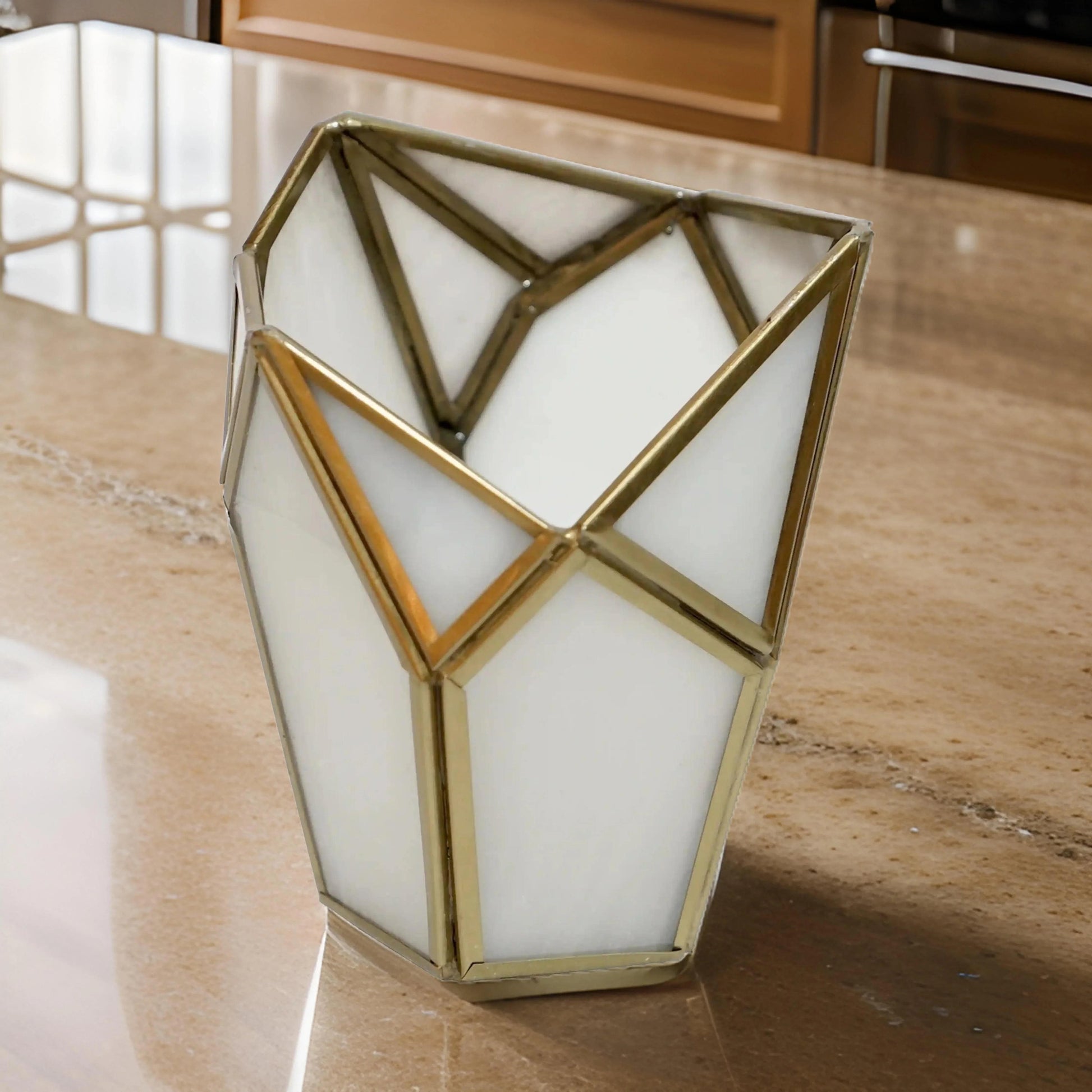 Geometric Tealight Candle Holder white